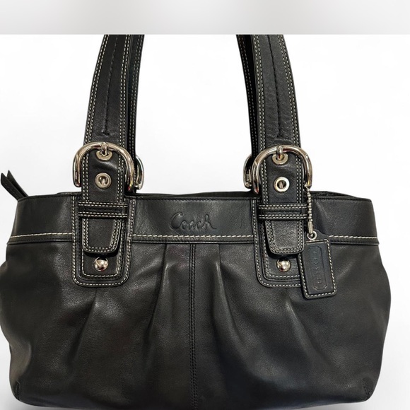 Coach Vintage Black Leather Shoulder Bag - Picture 1 of 8